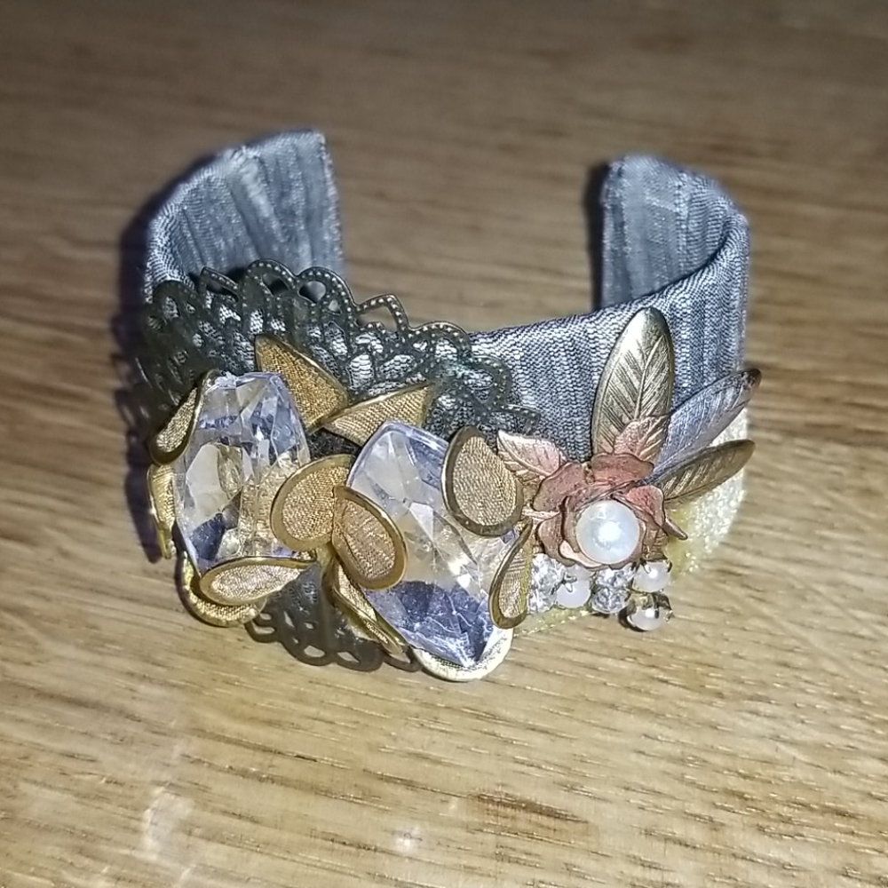 Anthropologie Raw Silk Wrapped Bracelet